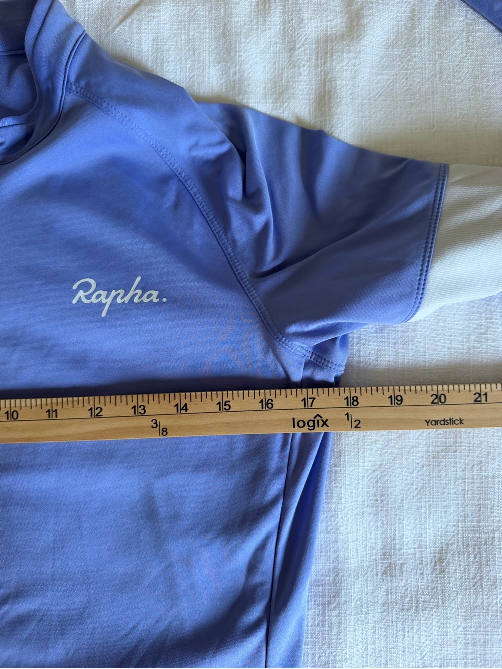 Rapha Lilac Blue Long Sleeve Cycling Jersey with White Sleeve Band - Picture 9 of 10